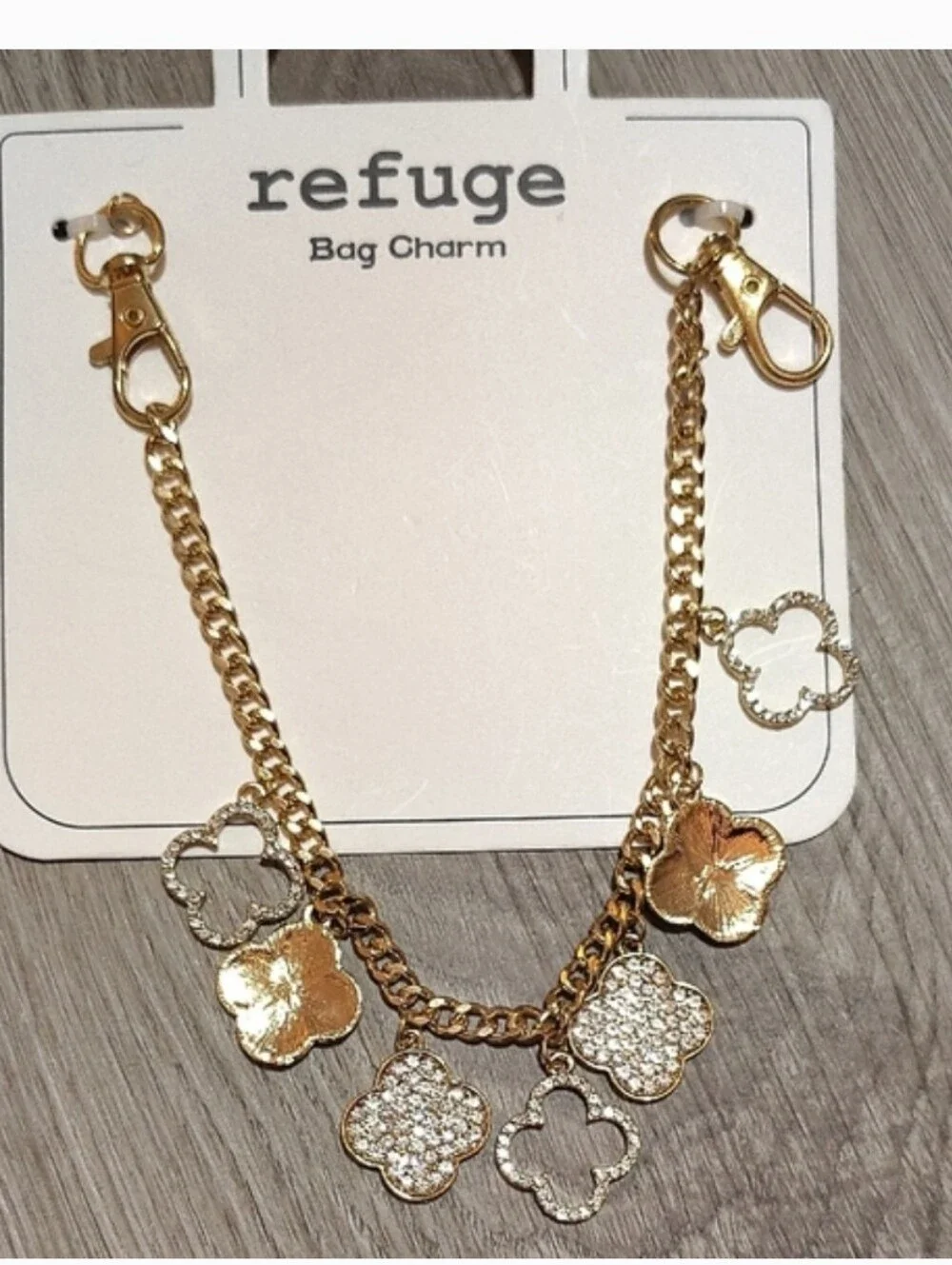 2 For $22🆕Gold Clovers & Bling Bag Charm NWT
